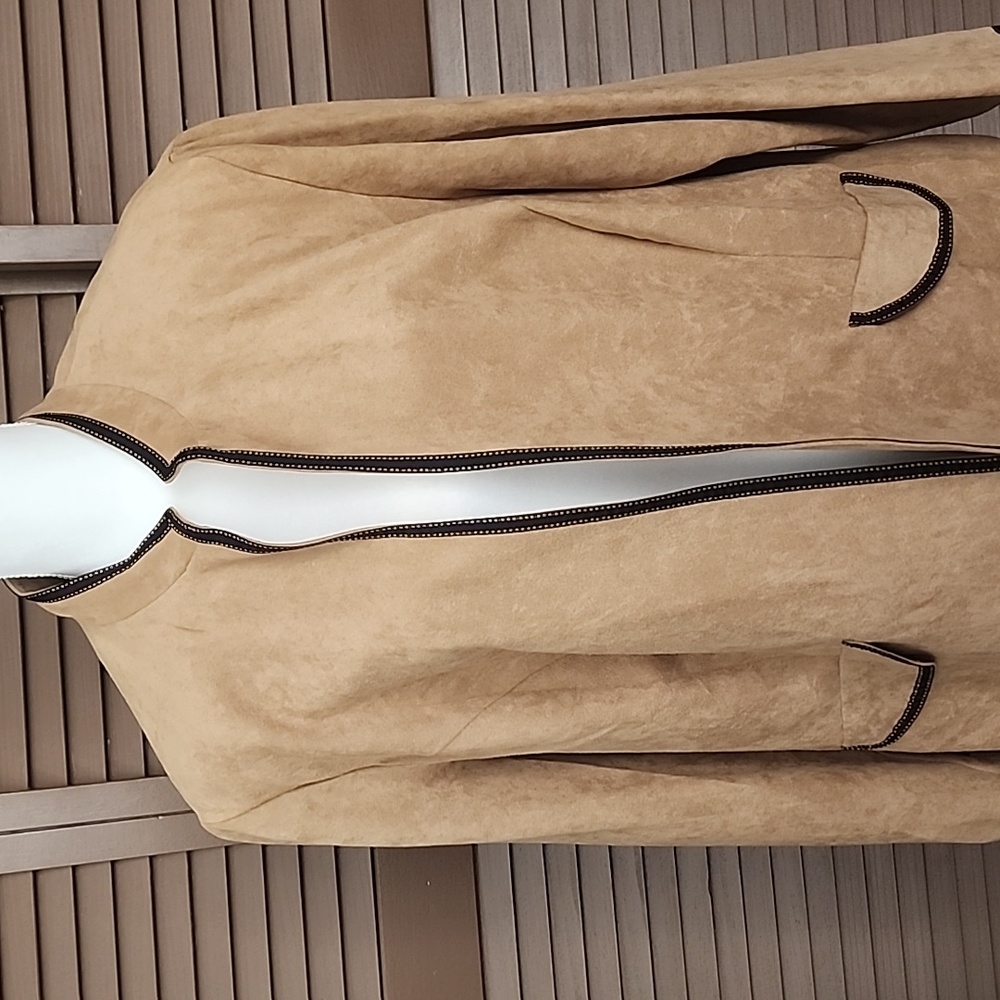 Faux suade pull over jacket